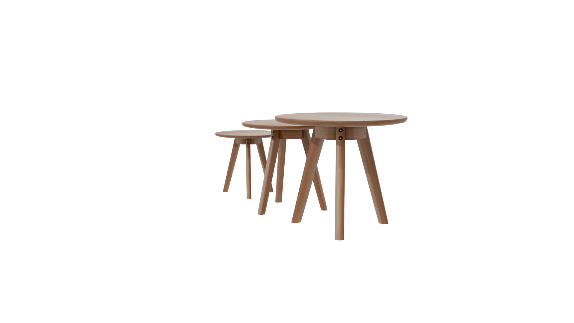 Stylish Wooden Side Table Set - Professional 3D Model Render 7