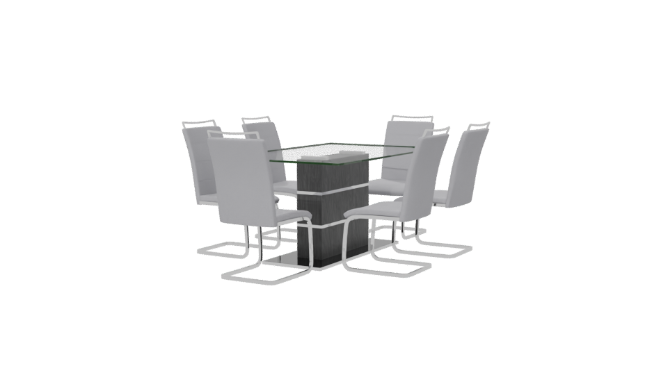 Modern Glass Dining Table Set - Professional 3D Model Render 6