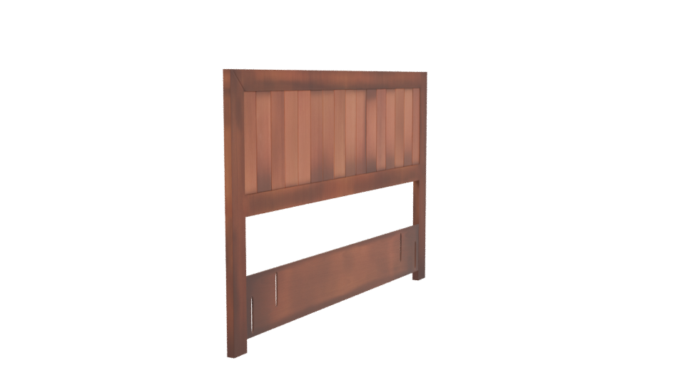 Stylish Wooden Bed Headboard Model - Professional 3D Model Render 3