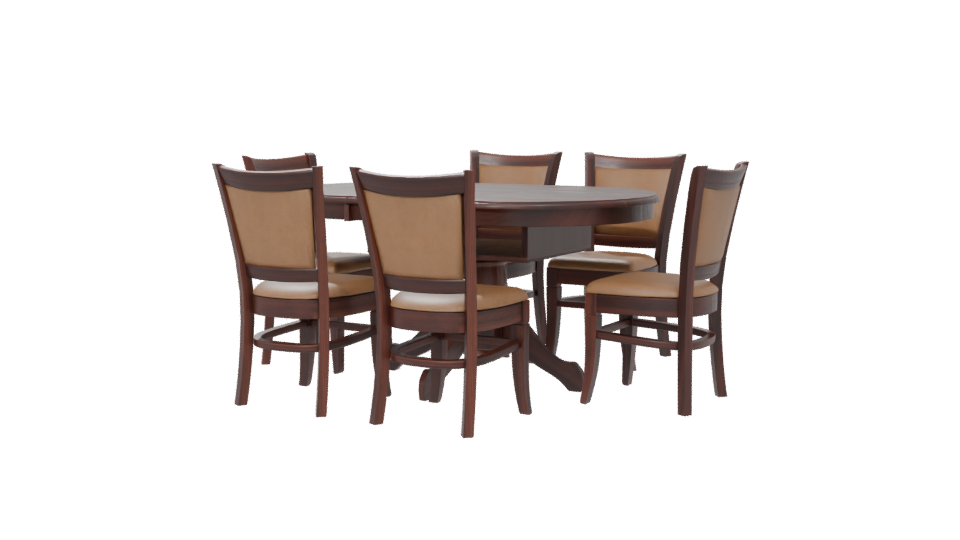 Elegant Round Wooden Dining Set - Professional 3D Model Render 6