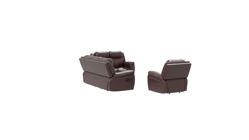 Elegant Reclining Leather Sofa Set - Professional 3D Model Render 7