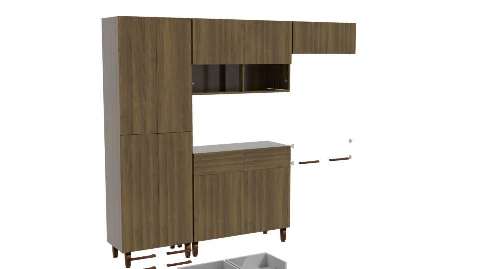 Stylish Wooden Kitchen Cabinet 3D - Professional 3D Model Render 10