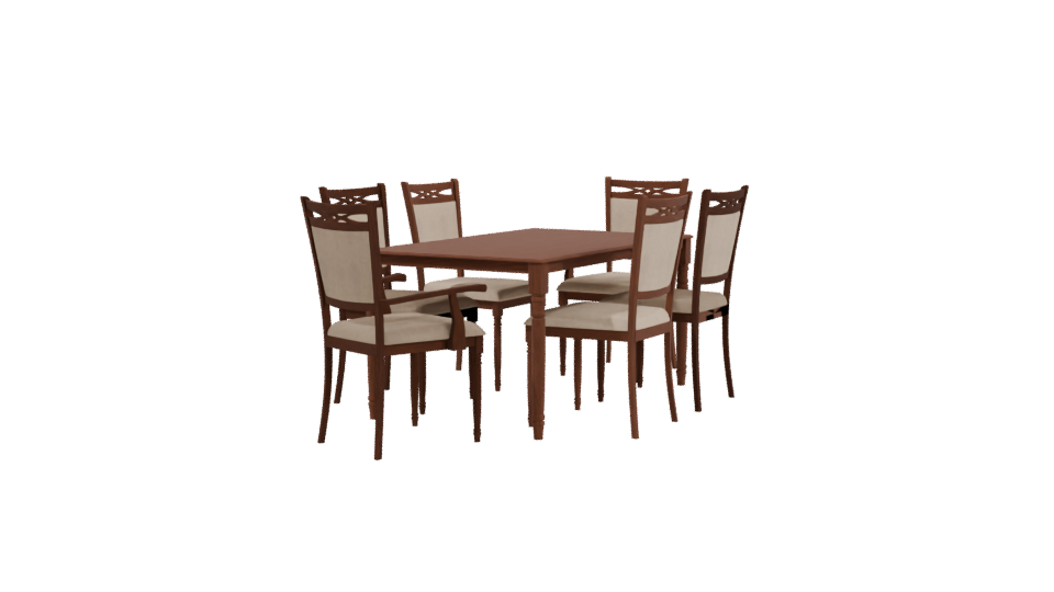 Elegant Wooden Dining Set 3D - Professional 3D Model Render 3