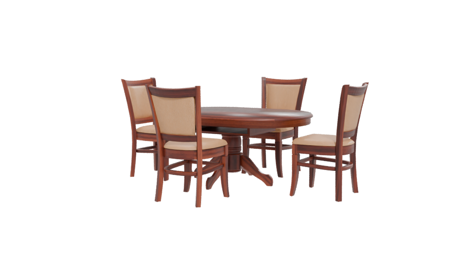 Stylish Round Wooden Dining Set - Professional 3D Model Render 12