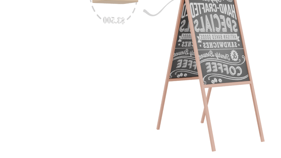 Chalkboard Menu Stand 3D Model - Professional 3D Model Render 4