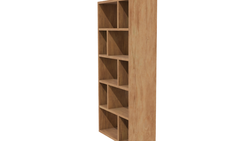 Contemporary Wooden Bookshelf Model - Professional 3D Model Render 13