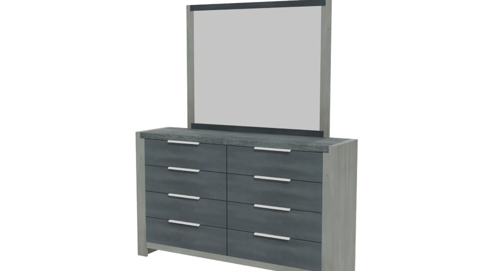 Contemporary Dresser with Mirror - Professional 3D Model Render 12