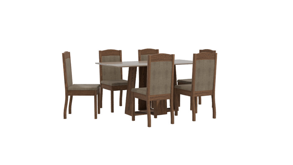 Stylish Wooden Dining Set Model - Professional 3D Model Render 10