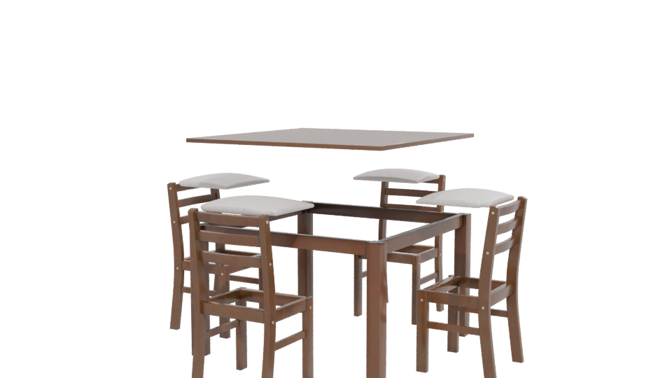 Elegant Wooden Dining Table Set - Professional 3D Model Render 12