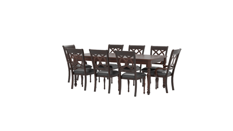 Elegant Wooden Dining Set Model - Professional 3D Model Render 12