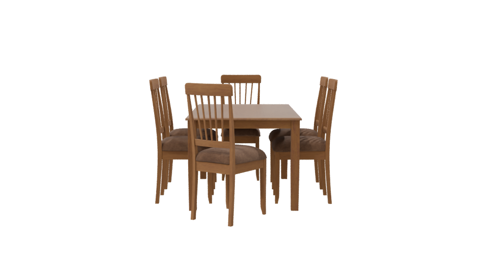 Stylish Wooden Dining Table Set 3D Model - Professional 3D Model Render 8
