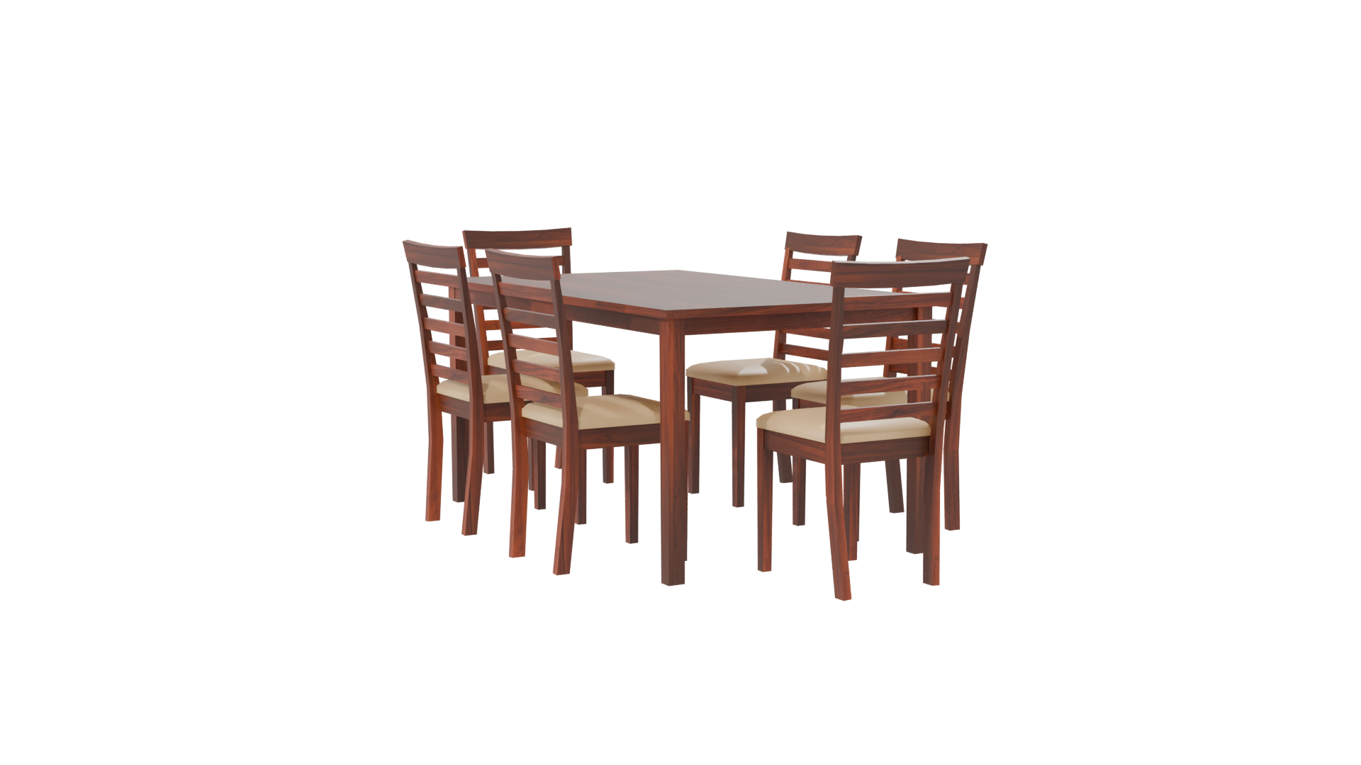 Wooden Dining Table Set 3D - Professional 3D Model Render 7