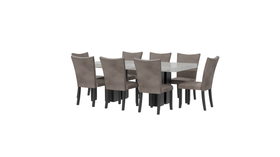 Rectangular Marble Dining Table 3D - Professional 3D Model Render 6