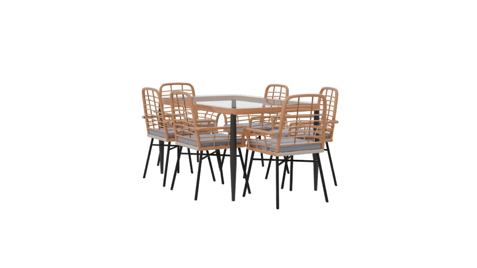 Stylish Outdoor Dining Table and Chairs Set 3D Model - Professional 3D Model Render 7