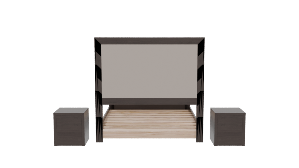 Stylish Wooden Bed with Nightstands 3D Model - Professional 3D Model Render 5