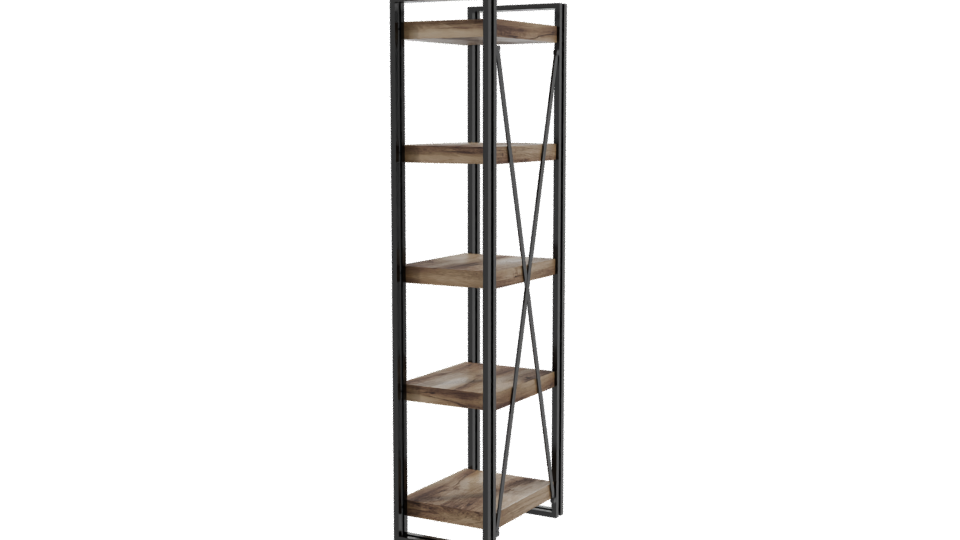 Stylish Wooden Shelving Unit 3D - Professional 3D Model Render 3