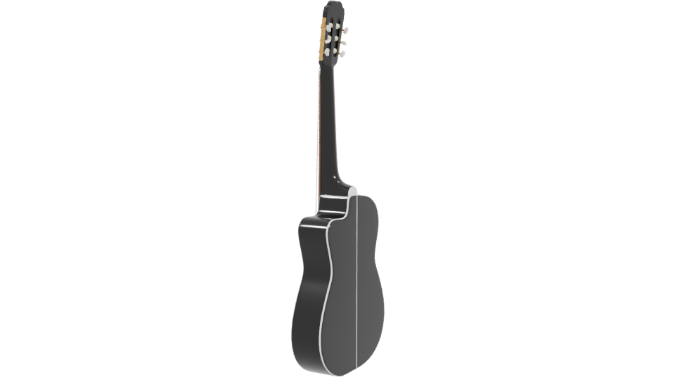Stylish Black Acoustic Guitar 3D Model - Professional 3D Model Render 3