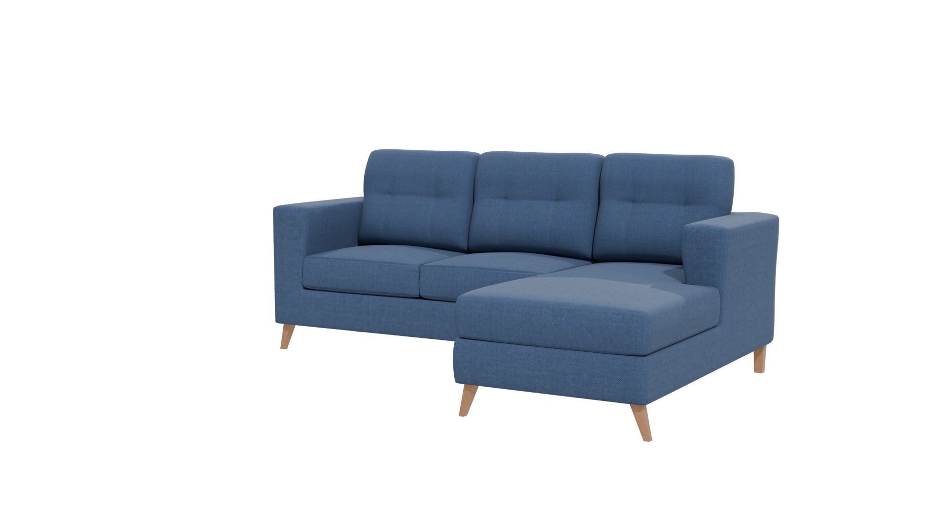 Stylish Modern Blue Fabric Sofa with Ottoman - Professional 3D Model Render 12