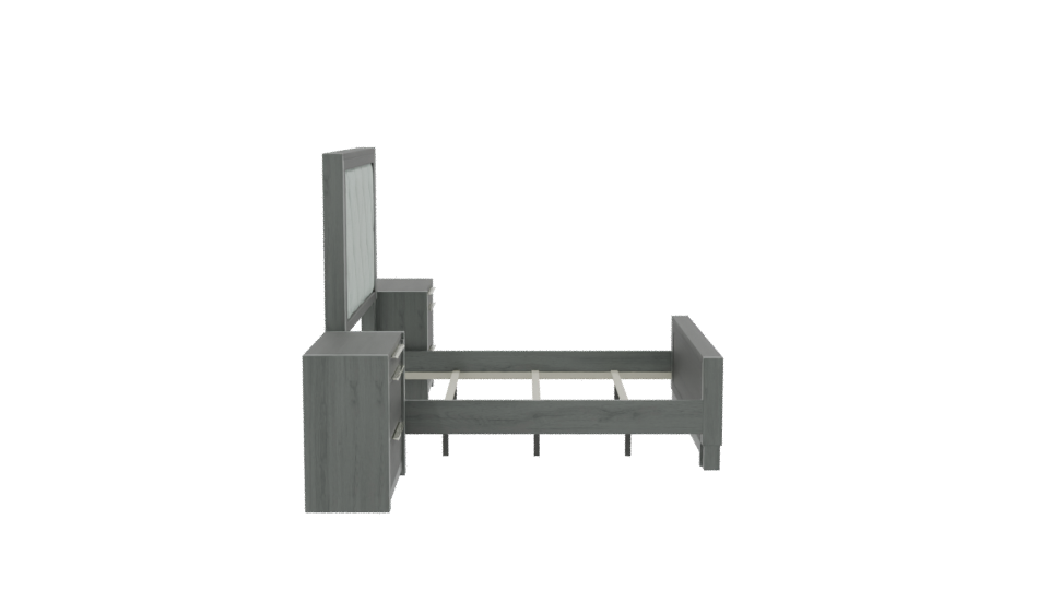 Stylish Modern Upholstered Bed Frame with Nightstands - Professional 3D Model Render 8