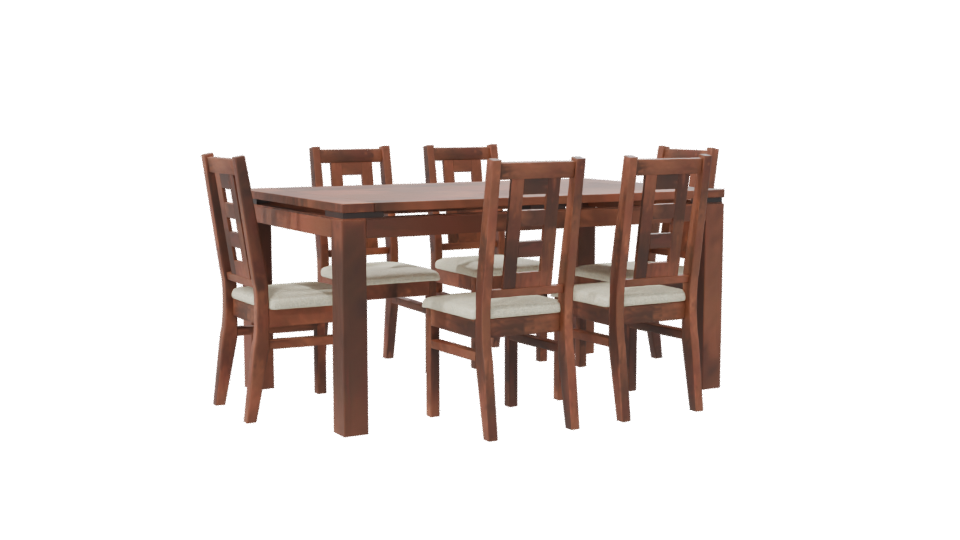 Contemporary Wooden Dining Set 3D Model - Professional 3D Model Render 7