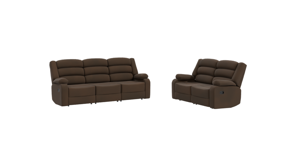 Elegant Brown Reclining Sofa Set 3D Model - Professional 3D Model Render 10