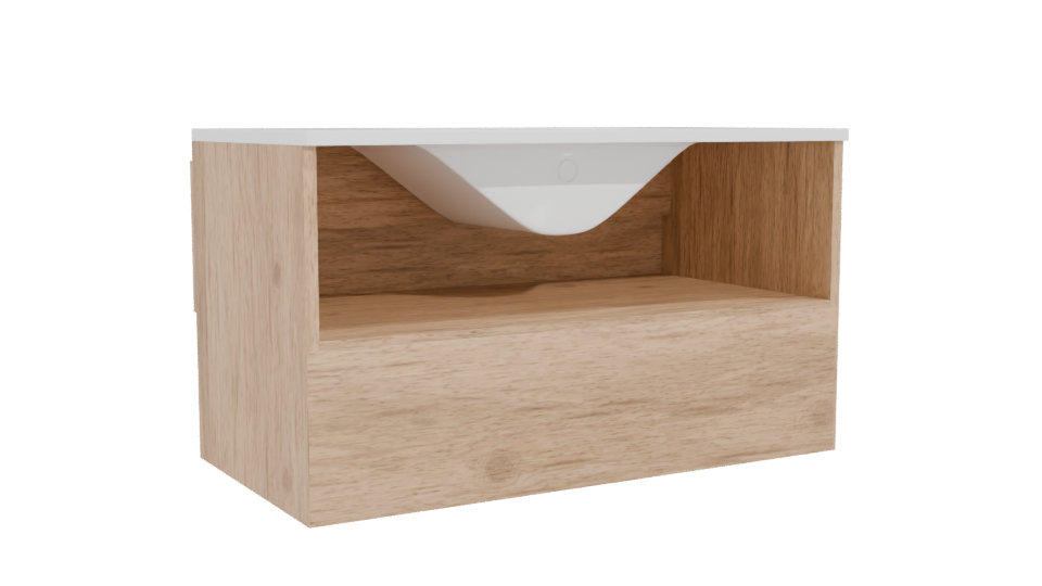 Minimalist Wooden Bathroom Vanity - Professional 3D Model Render 4