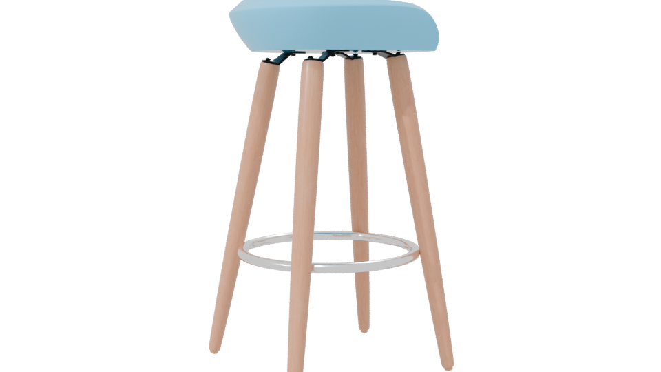 Contemporary Bar Stool with Wooden Legs 3D Model - Professional 3D Model Render 7
