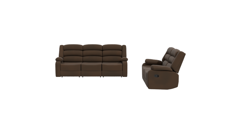 Elegant Brown Reclining Sofa Set 3D Model - Professional 3D Model Render 11