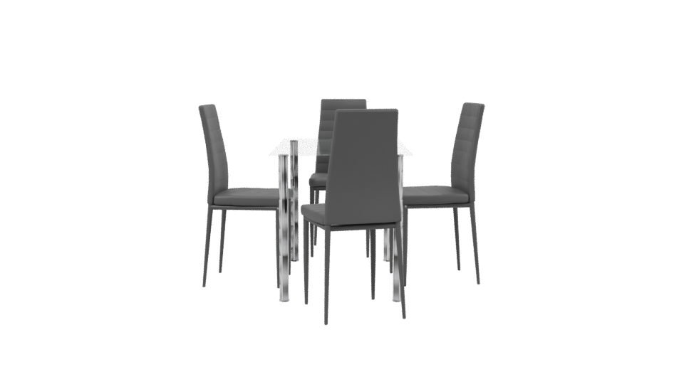 Contemporary Glass Dining Table Set 3D Model - Professional 3D Model Render 2