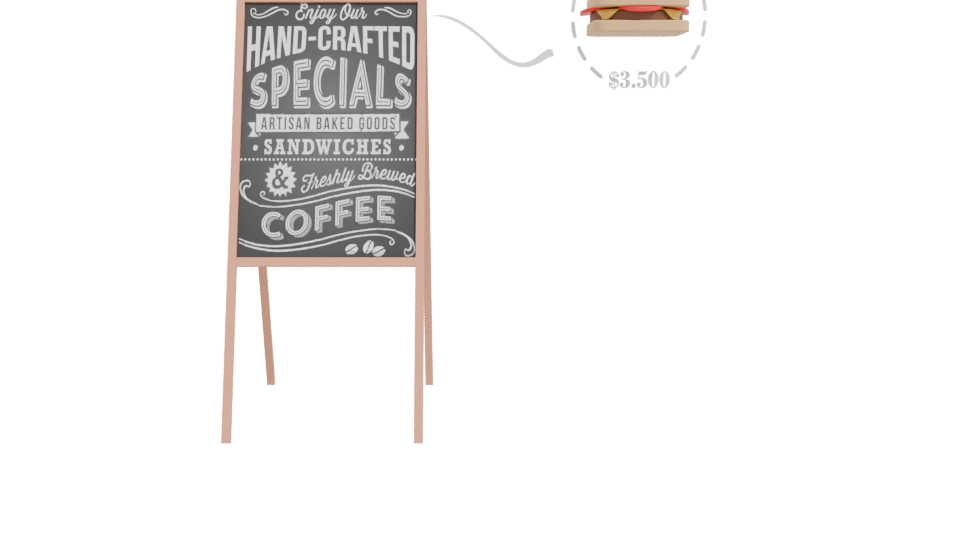 Chalkboard Menu Stand 3D Model - Professional 3D Model Render 11