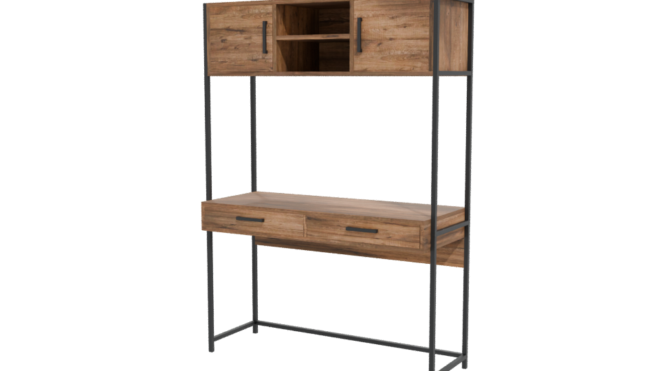 Stylish Wooden Office Desk 3D - Professional 3D Model Render 12