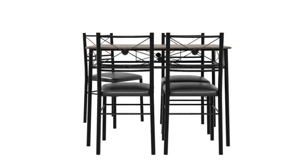 Stylish Wooden Dining Table Set - Professional 3D Model Render 5