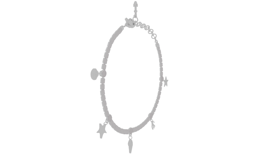 Silver Charm Bracelet 3D Model - Professional 3D Model Render 9