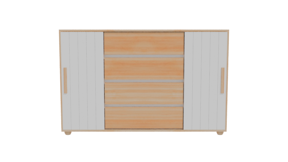 Modern Wooden Storage Cabinet Model - Professional 3D Model Render 11