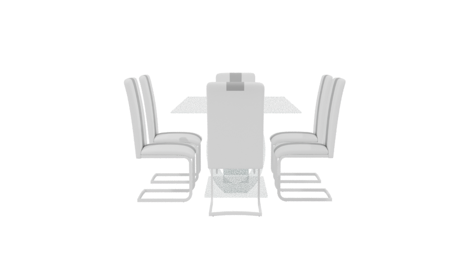 Contemporary Glass Dining Table Set - Professional 3D Model Render 2