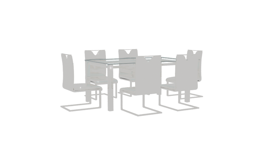 Elegant Glass Dining Table Set - Professional 3D Model Render 4