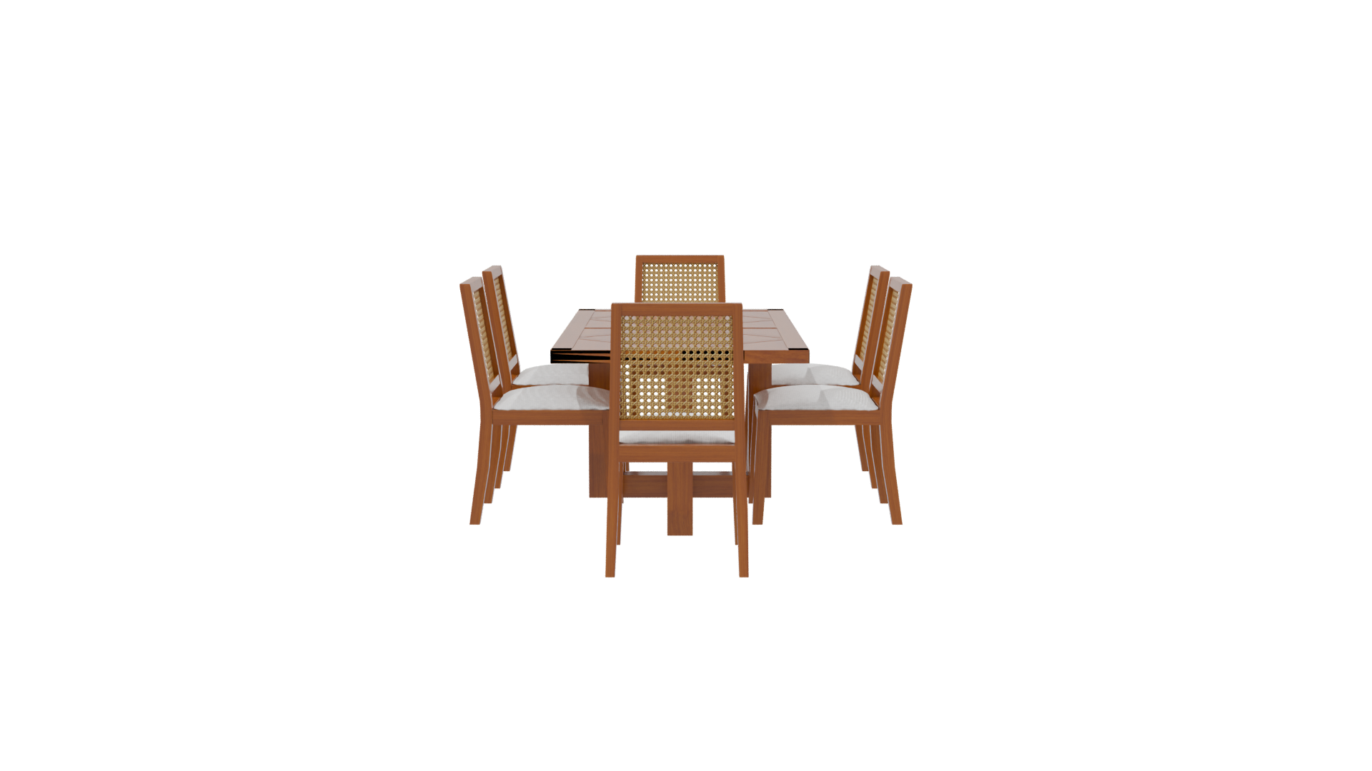 Stylish Wooden Dining Table Set - Professional 3D Model Render 8