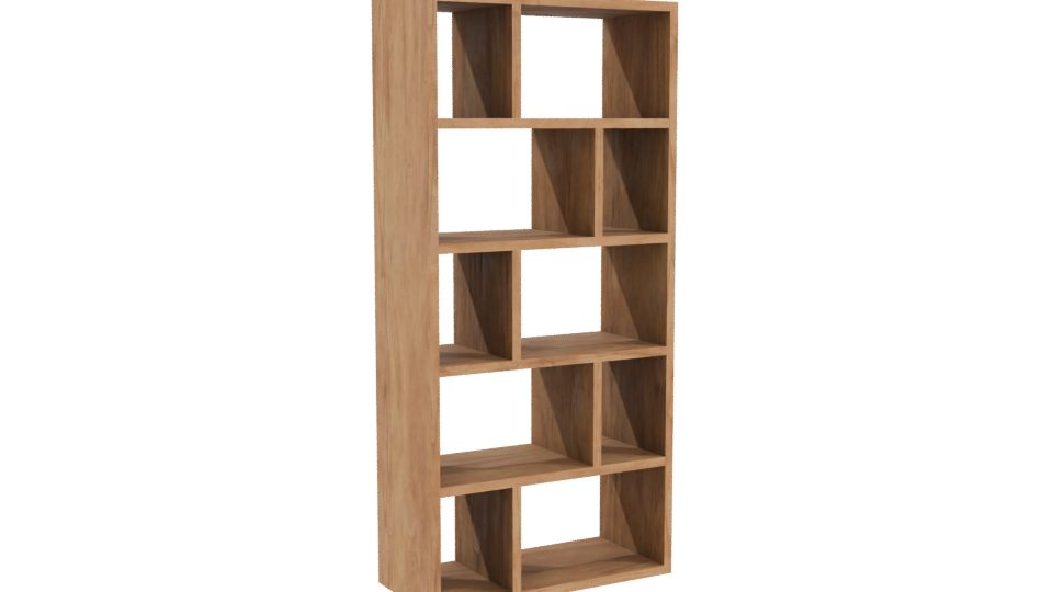 Contemporary Wooden Bookshelf Model - Professional 3D Model Render 4