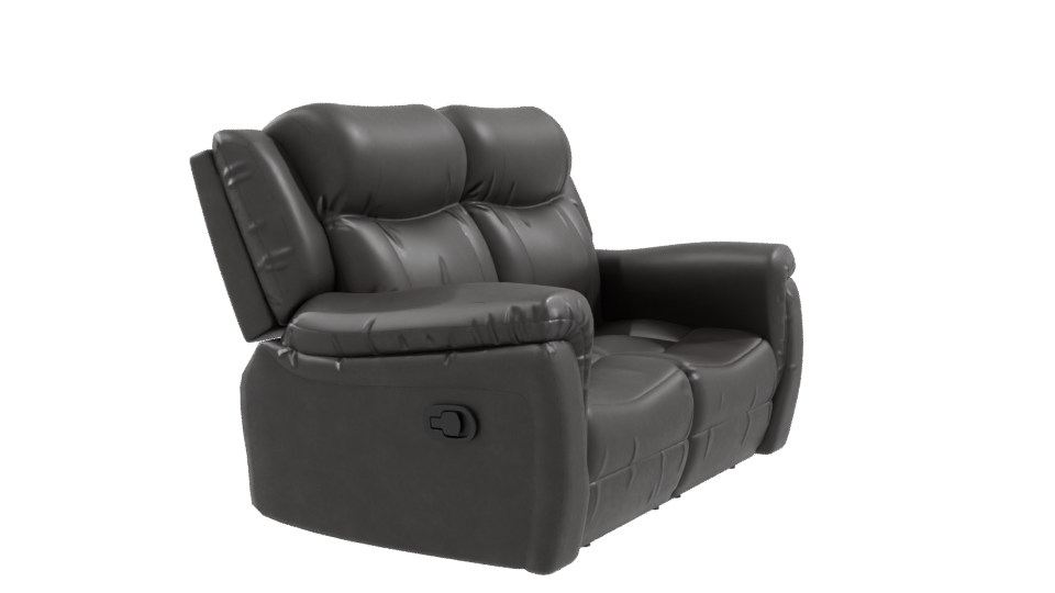 Stylish Black Reclining Couch Model - Professional 3D Model Render 9