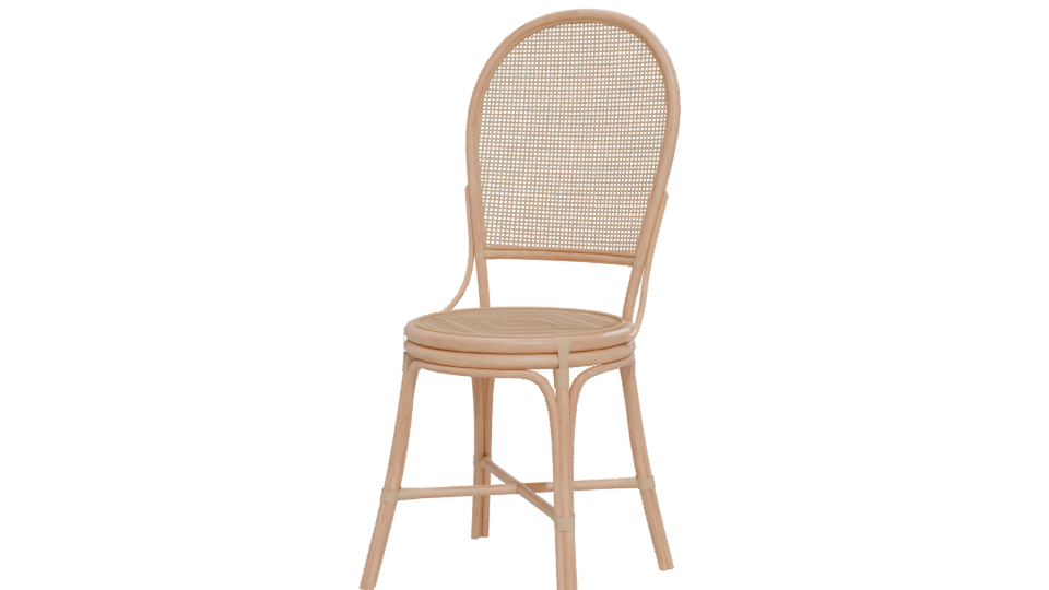 Stylish Cane Back Dining Chair - Professional 3D Model Render 12