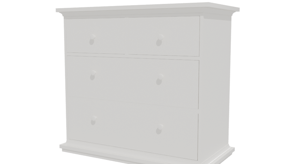 Elegant White Chest of Drawers - Professional 3D Model Render 12