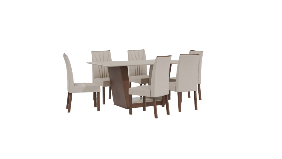 Elegant Rectangular Dining Table Set 3D Model - Professional 3D Model Render 10