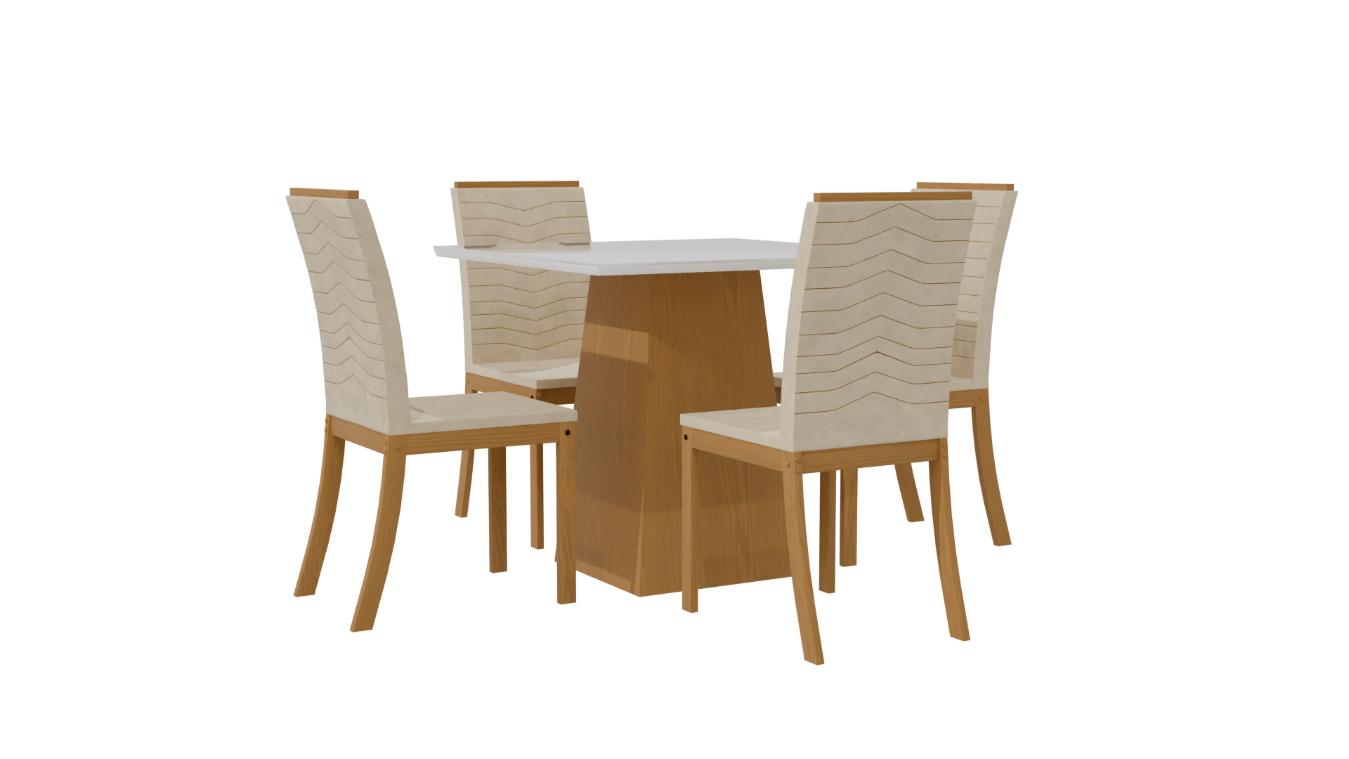Stylish Wooden Dining Set 3D - Professional 3D Model Render 7