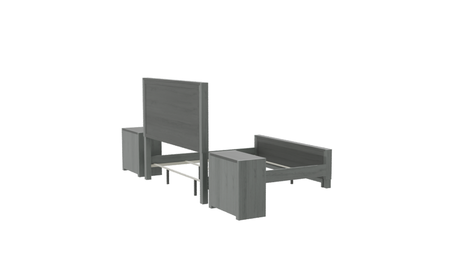 Stylish Bed with Nightstands 3D - Professional 3D Model Render 7