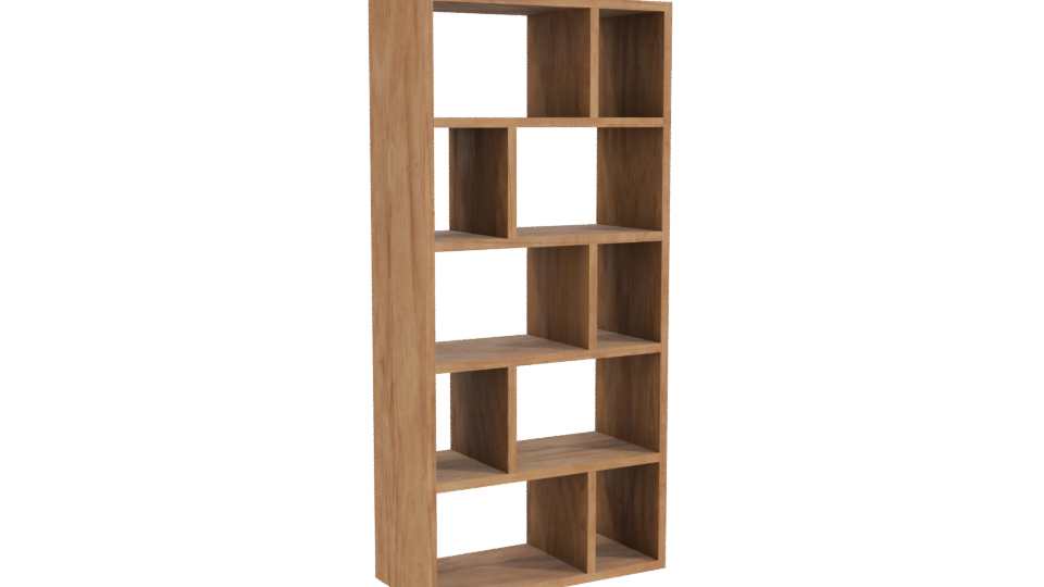 Contemporary Wooden Bookshelf Model - Professional 3D Model Render 10