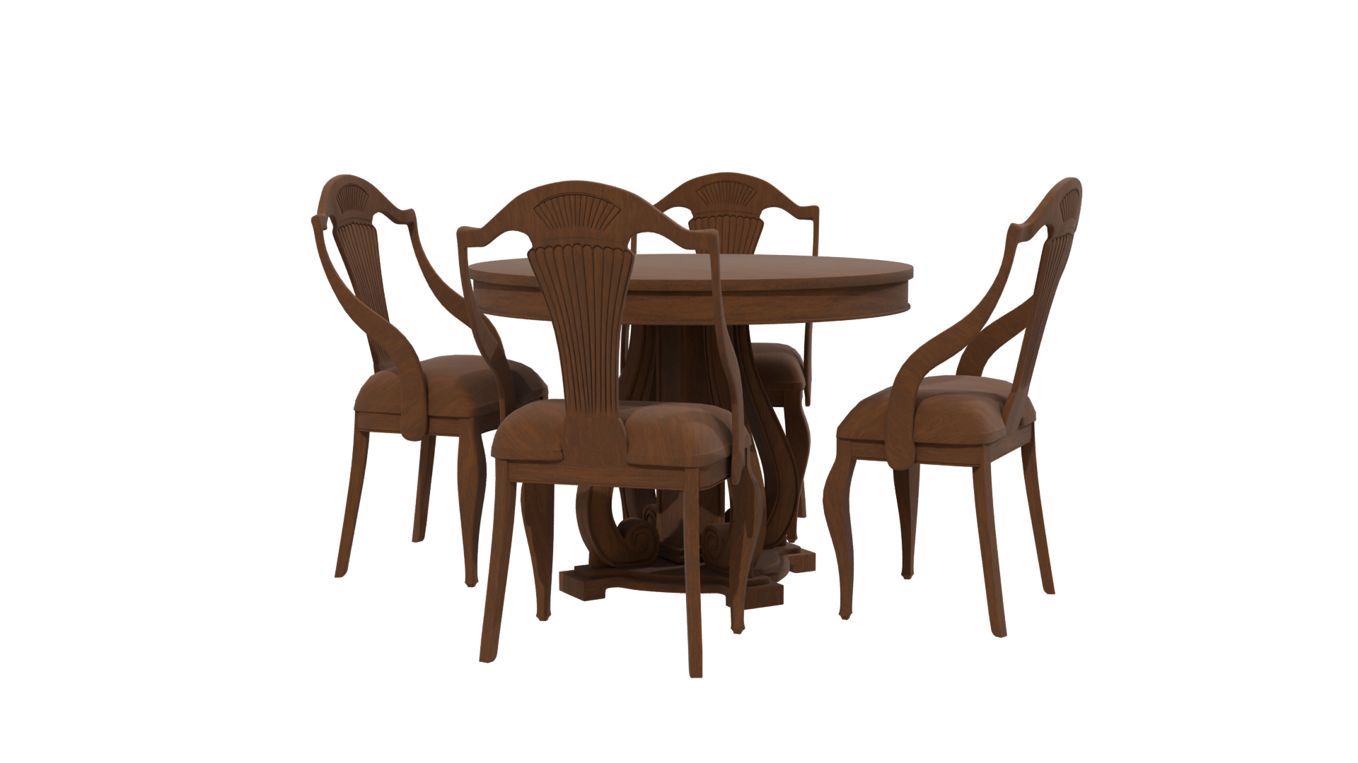 Elegant Wooden Dining Table Set - Professional 3D Model Render 13