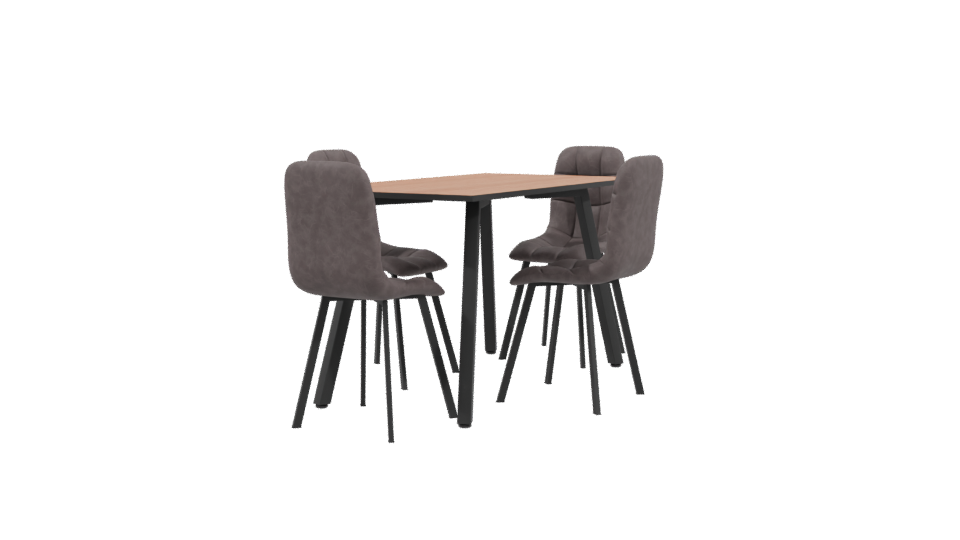 Stylish Wooden Dining Table Set - Professional 3D Model Render 3