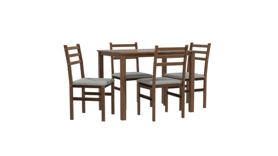 Stylish Wooden Dining Table Set with Chairs 3D Model - Professional 3D Model Render 10
