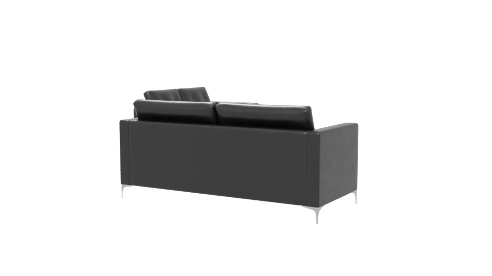 Stylish Black Leather Sofa Set - Professional 3D Model Render 6
