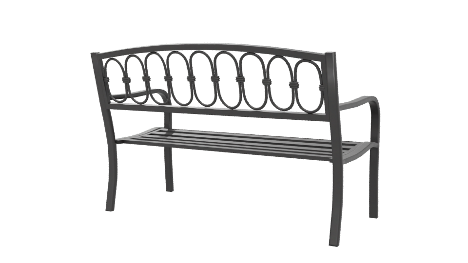 Stylish Outdoor Metal Bench 3D - Professional 3D Model Render 6